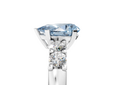 White gold Fancy Blue Pear  Brilliant Cut Diamond Five-Stone Prong Set Engagement Ring with Channel Band_8