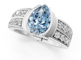 White gold Fancy Blue Pear  Brilliant Diamond Channel Set Wide Band Ring with Bezel Setting_21
