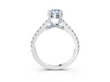 White gold Fancy Blue Pear  Brilliant Diamond Solitaire with Pavé Band and Four-Prong Setting 3