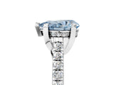 White gold Fancy Blue Pear  Brilliant Diamond Solitaire with Pavé Band and Four-Prong Setting 5