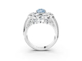 White gold Fancy Blue Pear  Brilliant Flower Halo Diamond Split Shank Ring_30