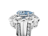 White gold Fancy Blue Pear  Brilliant Flower Halo Diamond Split Shank Ring_32