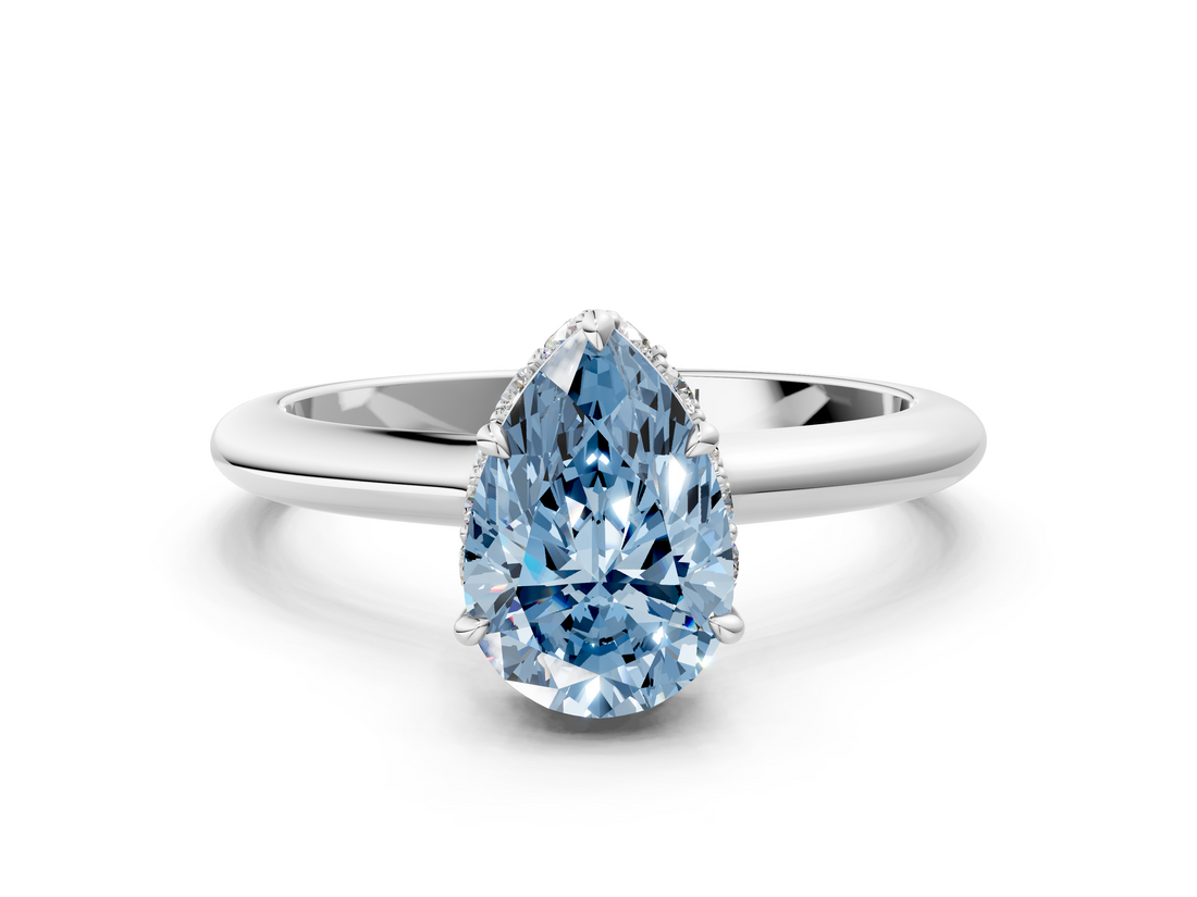 White gold Fancy Blue Pear  Brilliant Solitaire Engagement Ring with Six-Prong Setting and Classic Band_20