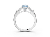 White gold Fancy Blue Pear  Brilliant Solitaire with Leaf Motif Band and Four-Prong Setting_65