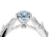White gold Fancy Blue Pear  Brilliant Solitaire with Leaf Motif Band and Four-Prong Setting_66