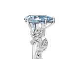 White gold Fancy Blue Pear  Brilliant Solitaire with Leaf Motif Band and Four-Prong Setting_66