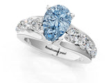 White gold Fancy Blue Pear  Brilliant Solitaire with Side Stones on a Pave Band and Four-Prong Setting_25