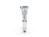 White gold Fancy Blue Pear  Brilliant Solitaire with Side Stones on a Pave Band and Four-Prong Setting_26