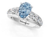White gold Fancy Blue Pear  Brilliant Solitaire with Side Stones on a Pave Band and Four-Prong Setting_61