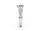 White gold Fancy Blue Pear  Brilliant Solitaire with Side Stones on a Pave Band and Four-Prong Setting_87