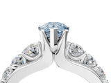 White gold Fancy Blue Pear  Brilliant Solitaire with Side Stones on a Pave Band and Four-Prong Setting_89