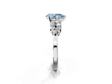 White gold Fancy Blue Pear  Cluster Diamond Engagement Ring with Pavé Band and Four-Prong Setting_47