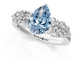 White gold Fancy Blue Pear  Cluster Diamond Engagement Ring with Pavé Band and Four-Prong Setting_48