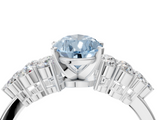 White gold Fancy Blue Pear  Cluster Diamond Engagement Ring with Pavé Band and Four-Prong Setting_49