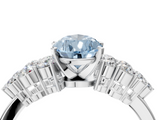 White gold Fancy Blue Pear  Cluster Diamond Engagement Ring with Pavé Band and Four-Prong Setting_50