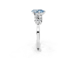 White gold Fancy Blue Pear  Cluster Diamond Engagement Ring with Pavé Band and Four-Prong Setting_50