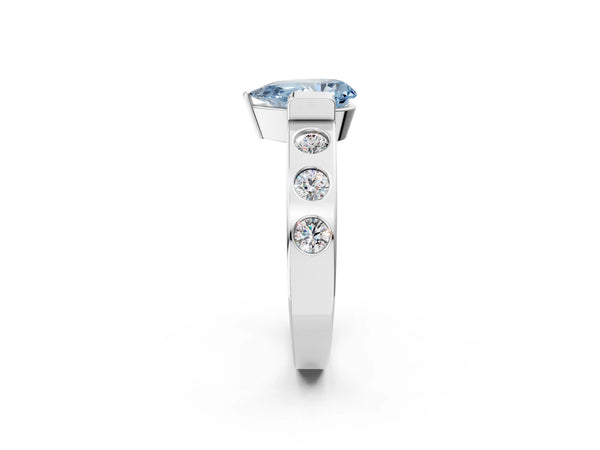 White Gold Pear-Shaped Tension Style Engagement Ring Setting for Fancy Blue Center
