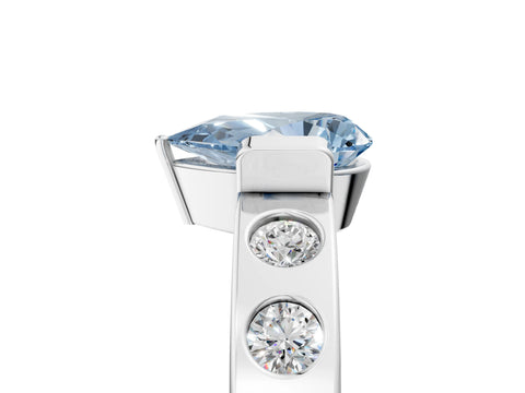 White gold Fancy Blue Pear Cut Brilliant Channel-Set Diamond Ring with Bezel Prong Setting_17