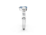 White gold Fancy Blue Pear Cut Brilliant Channel-Set Diamond Ring with Bezel Prong Setting_2