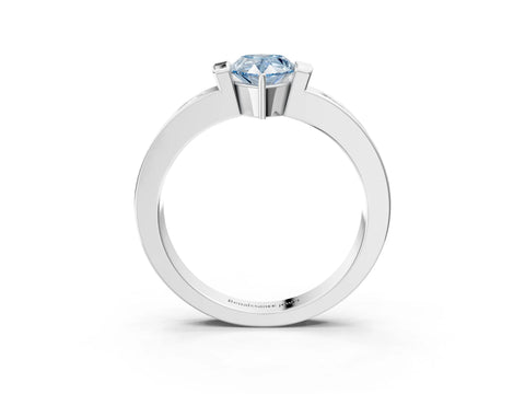 White gold Fancy Blue Pear Cut Brilliant Channel-Set Diamond Ring with Bezel Prong Setting_3