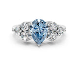 White gold Fancy Blue Pear Cut Brilliant Diamond Cluster Accent Solitaire Ring with Prong Setting_24