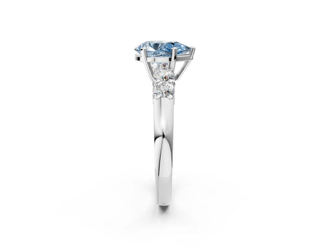 White gold Fancy Blue Pear Cut Brilliant Diamond Five-Stone Engagement Ring with Prong Setting on a Classic Band_5