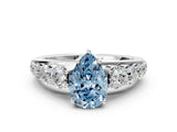 White gold Fancy Blue Pear Cut Brilliant Diamond Pavé Band with Six-Prong Setting_12