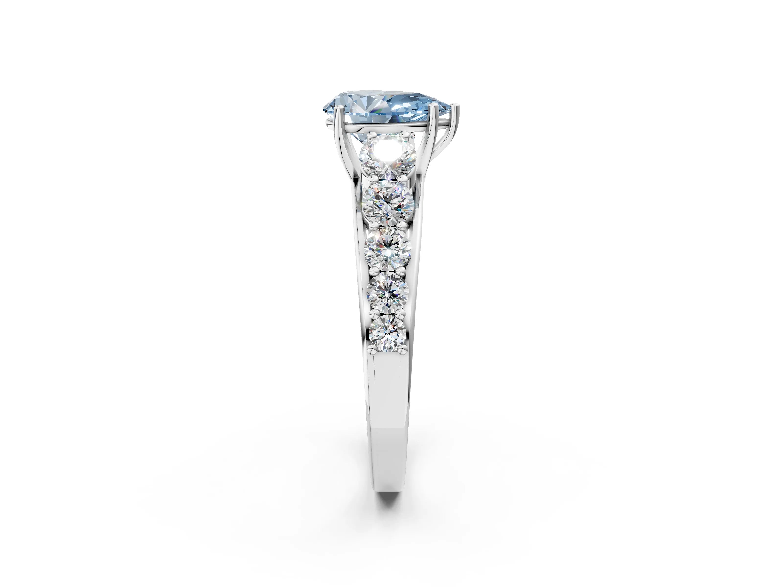 White gold Fancy Blue Pear Cut Brilliant Diamond Pavé Band with Six-Prong Setting_2