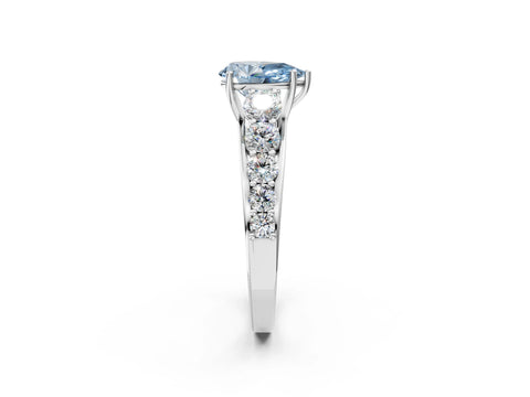 White gold Fancy Blue Pear Cut Brilliant Diamond Pavé Band with Six-Prong Setting_2