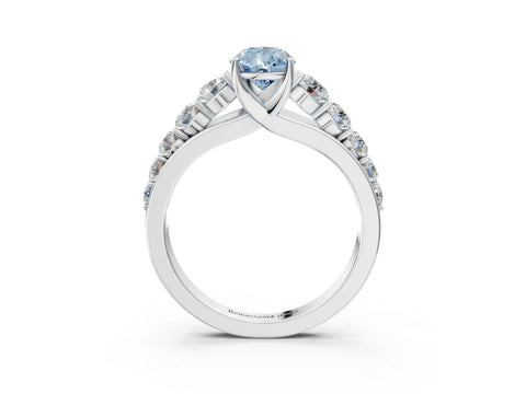 White gold Fancy Blue Pear Cut Brilliant Diamond Pavé Band with Six-Prong Setting_3