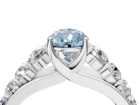 White gold Fancy Blue Pear Cut Brilliant Diamond Pavé Band with Six-Prong Setting_4