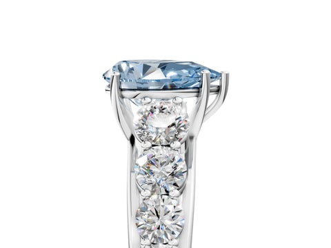White gold Fancy Blue Pear Cut Brilliant Diamond Pavé Band with Six-Prong Setting_5