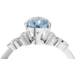 White gold Fancy Blue Pear Cut Brilliant Diamond Solitaire Ring with Pear Side Stones and Four-Prong Setting_10