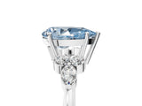 White gold Fancy Blue Pear Cut Brilliant Diamond Solitaire Ring with Pear Side Stones and Four-Prong Setting_11