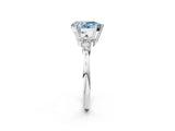 White gold Fancy Blue Pear Cut Brilliant Diamond Solitaire Ring with Pear Side Stones and Four-Prong Setting_8