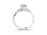 White gold Fancy Blue Pear Cut Brilliant Diamond Solitaire Ring with Pear Side Stones and Four-Prong Setting_9