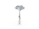 White gold Fancy Blue Pear Cut Brilliant Diamond with Cluster Setting on a Beaded Band and Four-Prong Setting_20