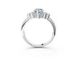 White gold Fancy Blue Pear Cut Brilliant Diamond with Cluster Setting on a Beaded Band and Four-Prong Setting_21