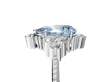 White gold Fancy Blue Pear Cut Brilliant Diamond with Cluster Setting on a Beaded Band and Four-Prong Setting_23