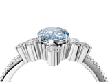 White gold Fancy Blue Pear Cut Brilliant Diamond with Cluster Setting on a Beaded Band and Four-Prong Setting_28