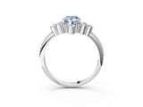 White gold Fancy Blue Pear Cut Brilliant Diamond with Cluster Setting on a Beaded Band and Four-Prong Setting_3