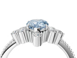 White gold Fancy Blue Pear Cut Brilliant Diamond with Cluster Setting on a Beaded Band and Four-Prong Setting_4