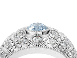 White gold Fancy Blue Pear Cut Brilliant Halo Pave Diamond Milgrain Ring_4