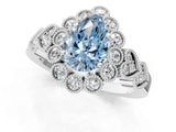 White gold Fancy Blue Pear Cut Brilliant Milgrain Pave Heart Band Solitaire Ring_1