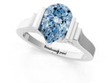 White gold Fancy Blue Pear Cut Brilliant Solitaire Diamond Ring with Channel Set Band and Bar Prong Setting_1