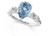 White gold Fancy Blue Pear Cut Brilliant Three-Stone Pave Band with Four-Prong Setting_1