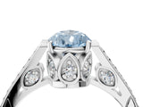 White gold Fancy Blue Pear  Cut Cathedral Pave Diamond Engagement Ring with Six-Prong Setting_24