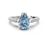 White gold Fancy Blue Pear  Cut Cathedral Pave Diamond Engagement Ring with Six-Prong Setting_50