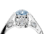 White gold Fancy Blue Pear  Cut Cathedral Pave Diamond Engagement Ring with Six-Prong Setting_56