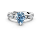 White gold Fancy Blue Pear  Cut Channel Set Diamond Engagement Ring with Four-Prong Setting_240